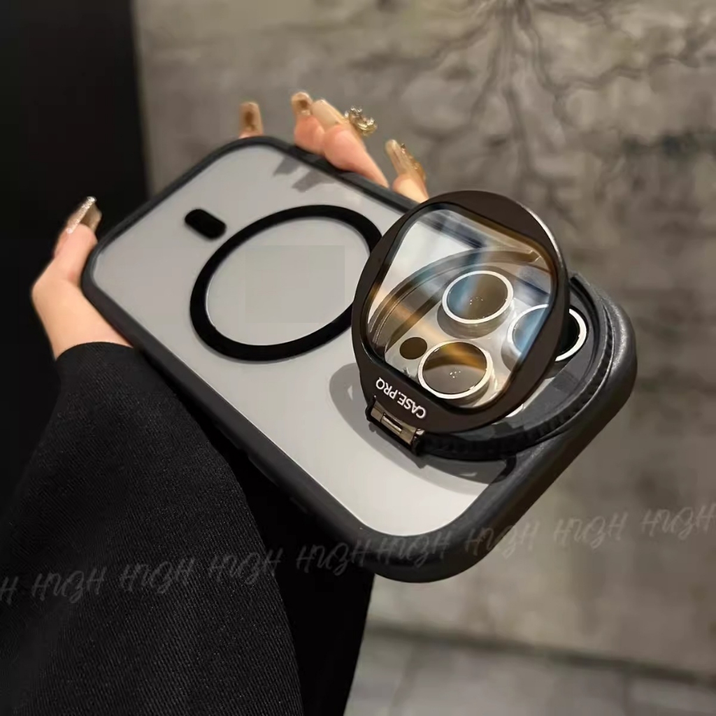 เหมาะสําหรับ Apple iPhone11/12/13ProMax Goggles Holder Phone Case Simple Transparent Magsafe Magnetic
