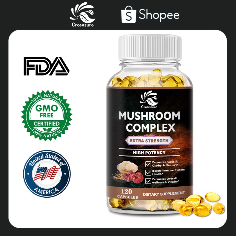 Mushroom COMPLEX Capsules - เพิ่มพลังงาน ภูมิคุ้มกันและสมอง Cognitive Function Support อาหารเสริม