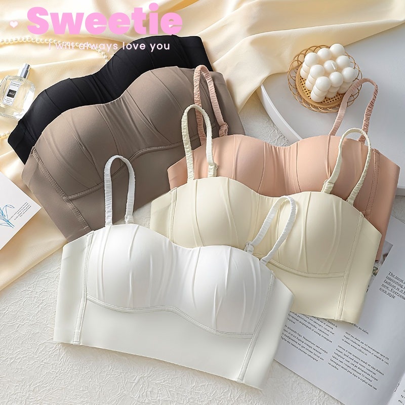 Sweetie💕บราไร้ขอบ เสื้อชั้นใน สวมใส่สบาย ใส่สบายยืดเยอะ สปอร์ตบรา เนื้อผ้านุ่ม จัดแต่งทรงได้ดี ชุดชั้นใน ไร้รอยต่อ ดันทรง ไม่มีโครงเหล็ก ป้องกันแสงสะท้อน ไร้รอยต่อ เหมาะกับฤดูร้อน สําหรับผู้หญิง