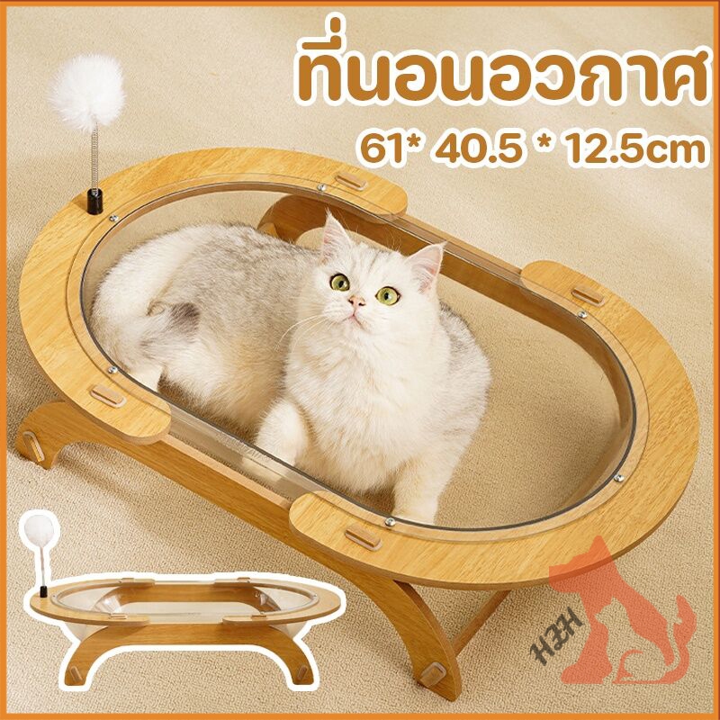 หลุมแมว ที่นอนสัตว์เลี้ยง ของเล่น 2in1 หลุมอะคริลิค ที่นอนอวกาศ งานไม้แข็งแรง ถอดออกได้