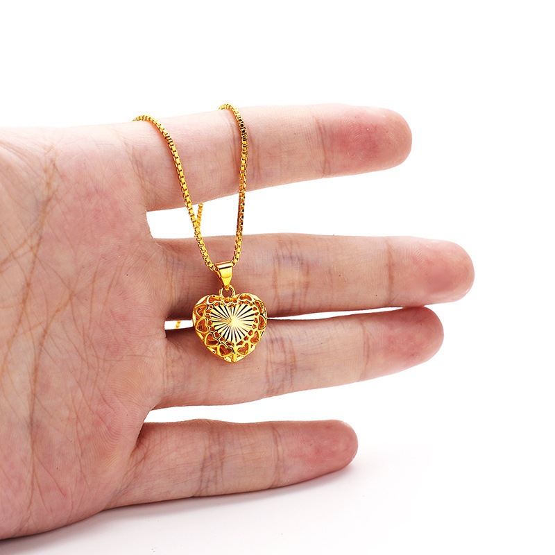 916 เกาหลีชุบทองจี ้ สร ้ อยคอผู ้ หญิงพีชหัวใจจี ้ ดอกไม ้ Hollow Water Droplet Clavicle Chain ราคา ถูกที่สุด ดีลบีเคเค แกลเลอรีภาพที่ 9