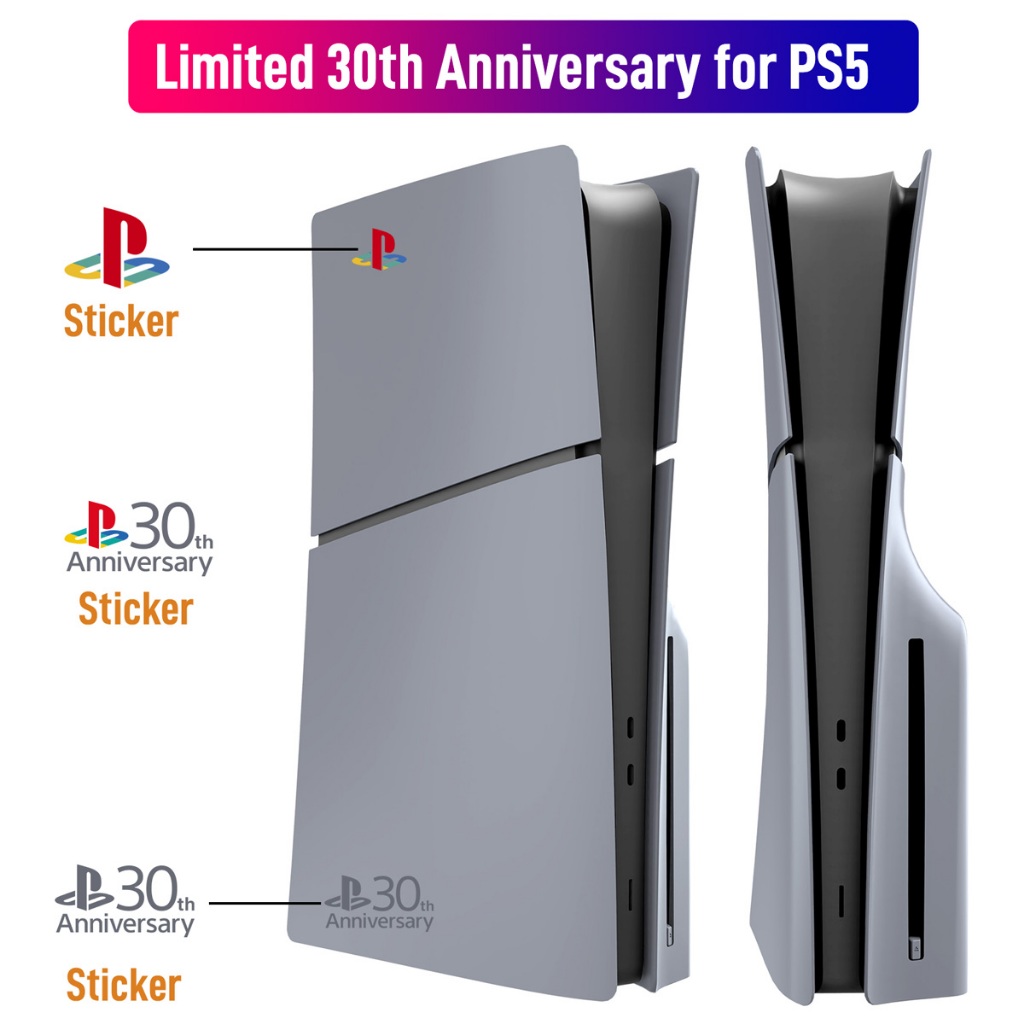 Limited 30th Anniversary สําหรับ PS5 Slim Faceplate พร้อมสติกเกอร์โลโก้ Playstation 5 Fat Console Cover Face Plate Shell Replacement