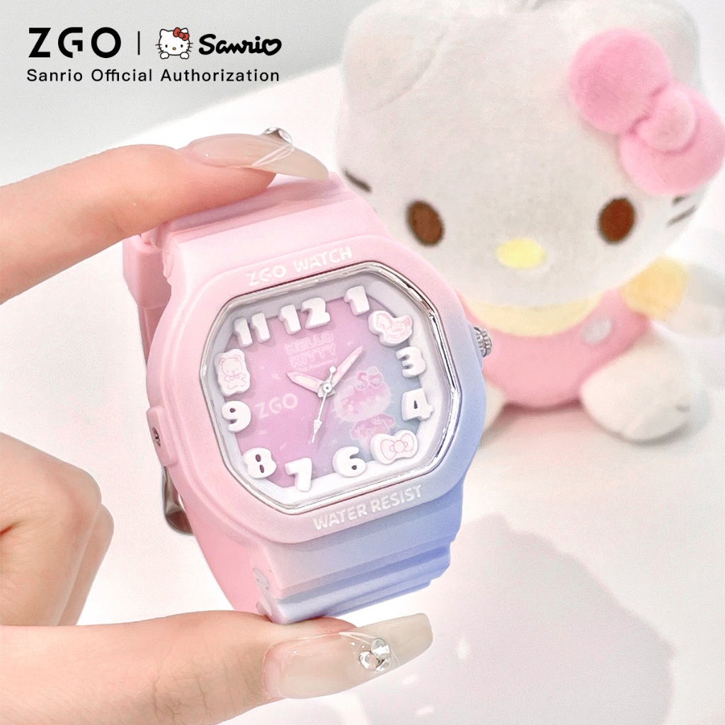 ZGO x Sanrio นาฬิกาเด็กผู้หญิง กันน้ําน100% หน้าปัดเรืองแสง นาฬิกาข้อมือผู้หญิง ของขวัญวันเกิด 357