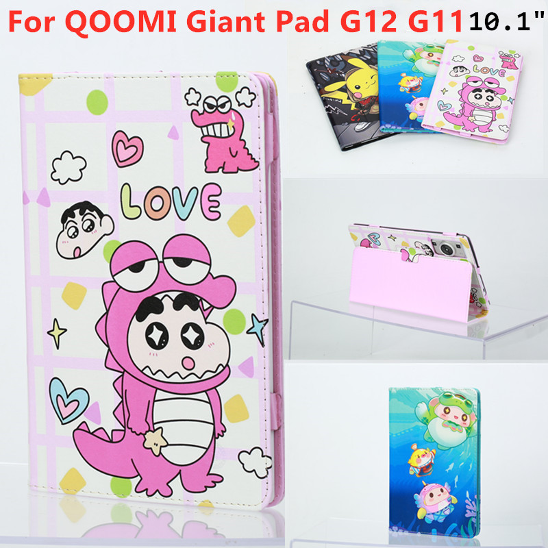 กรณีพลิกสําหรับ QOMOI Giant Pad G12 G11 10.1 นิ้วผ้าไหมรูปแบบ Flip พับขาตั้ง Full Body ฝาครอบป้องกัน
