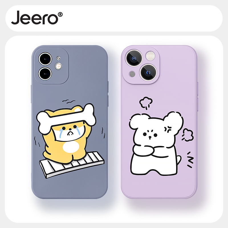 Jeero เคสคู่ เคสไอโฟน คู่รัก กันกระแทกซิลิโคนนุ่มน่ารักตลก เคสโทรศัพท์ for iPhone 16 15 14 13 12 11 Pro Max SE 2020 X XR XS 8 7 6 6S Plus xsmax 6splus 7plus 8plus พลัส F4414