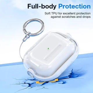 Sanptoch ล็อคสวิตช์ชุดหูฟังสําหรับ Airpods 4 / Pro 2nd / 3rd Simplicity Clear Airpods 2 1 ปลอกกันกระแทกฝาครอบป้องกันเต็มร่างกายพร้อมพวงกุญแจ