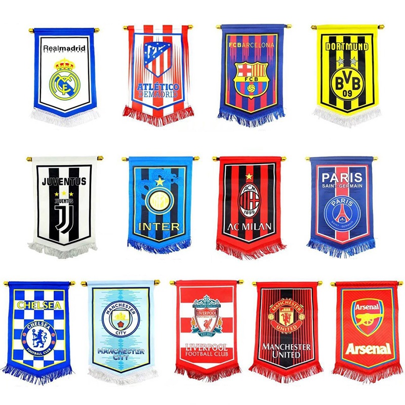 สโมสรฟุตบอลทีมชาติธงเรอัลมาดริดบาร์เซโลนาอาร์เซนอลโปรตุเกสบราซิลของที่ระลึกบาร์ตกแต่งคอลเลกชัน