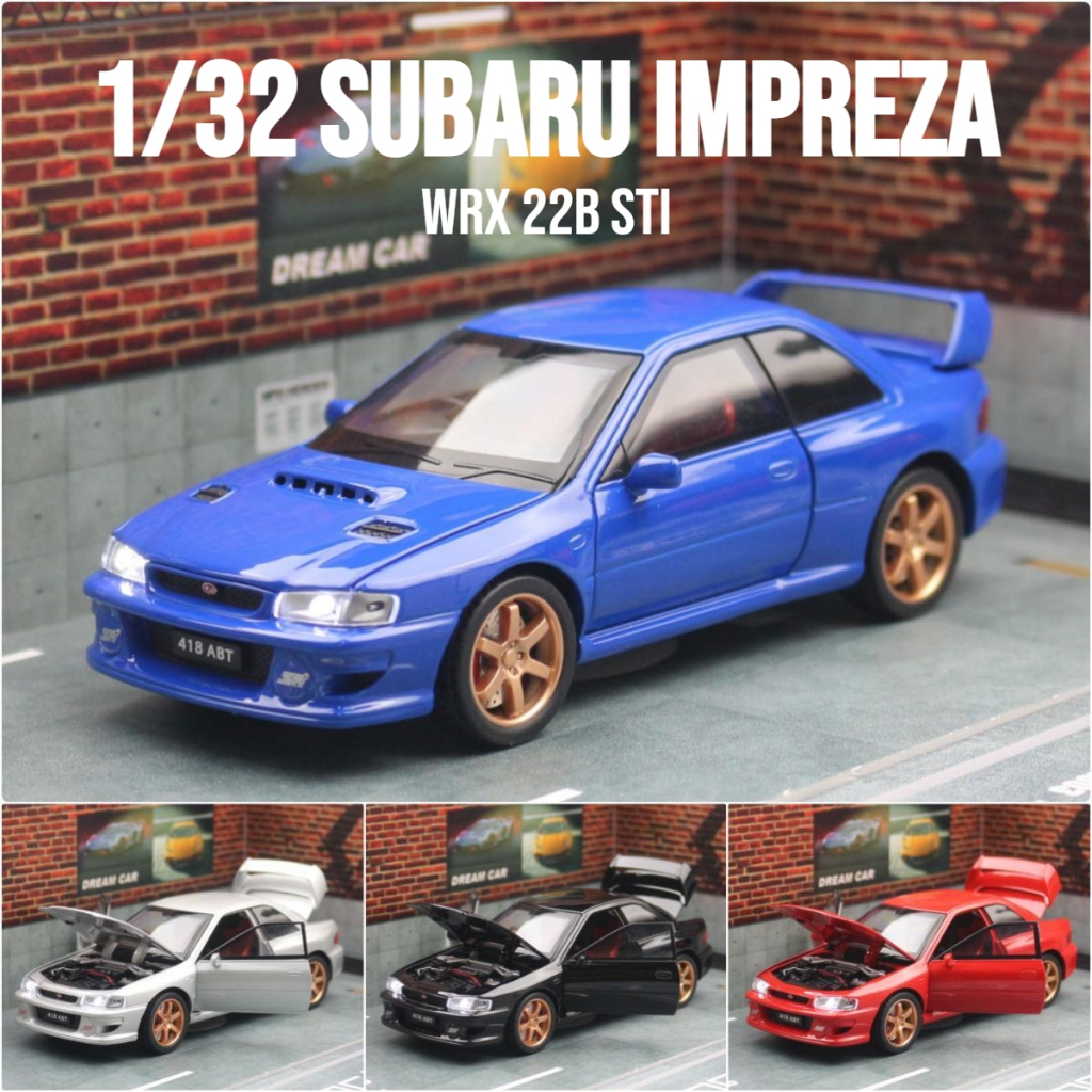 รถdiecast 1/32 Subaru Impreza WRX 22B STI JDMของเล่นรถDiecast Racing Miniatureรุ่นเสียงและแสงดึงกลับคอลเลกชันของขวัญเด็กเด็ก