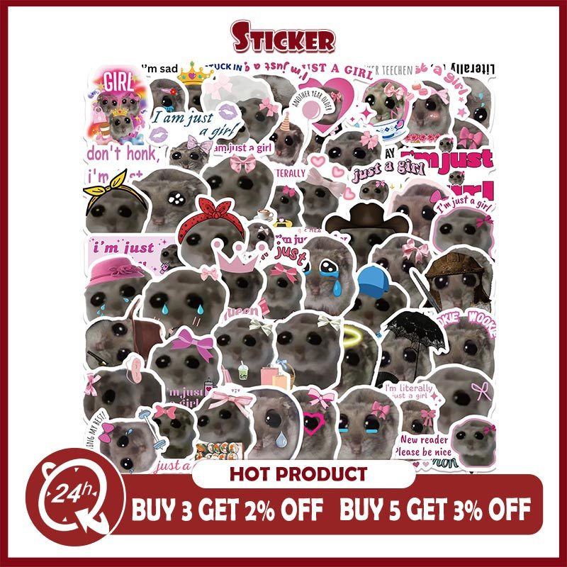 56PCS ตลก MEME Sad หนูแฮมสเตอร์สติกเกอร์ DIY แล็ปท็อปกีตาร์โทรศัพท์กันน้ําสัตว์น่ารักสติกเกอร์