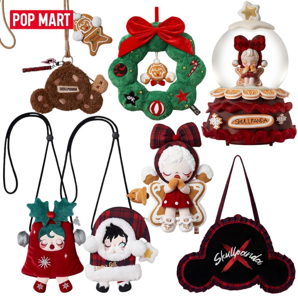 POPMART SKULLPANDA Tell Me What You Want Series ผลิตภัณฑ์โดยรอบ Wishing Time to Series หมอนอิงหมอนผ้าขนสัตว์กระเป๋าสะพายไหล่ ของขวัญคริสต์มาส