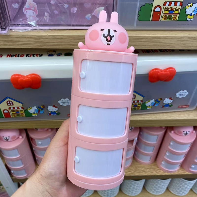 Miniso Kanahei piske & usagis Small Animal Series ที่เก็บทรงกลมสามชั้น ที่เก็บเครื่องประดับ