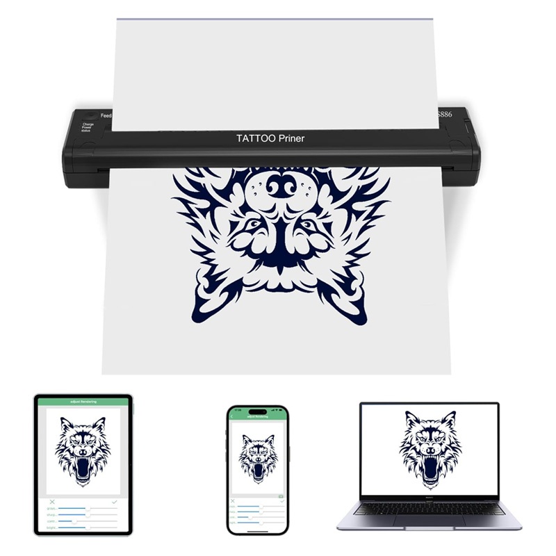 เครื่องสักลายฉลุไร้สายเครื่องพิมพ์ความร้อนสักเครื่องติดตาม ats886 เครื่องลอกลายสัก