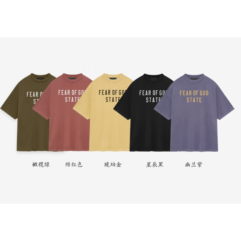 ชายและหญิง High Street Fear of God แฟชั่น Letter State เสื้อยืดคอกลมแขนสั้น