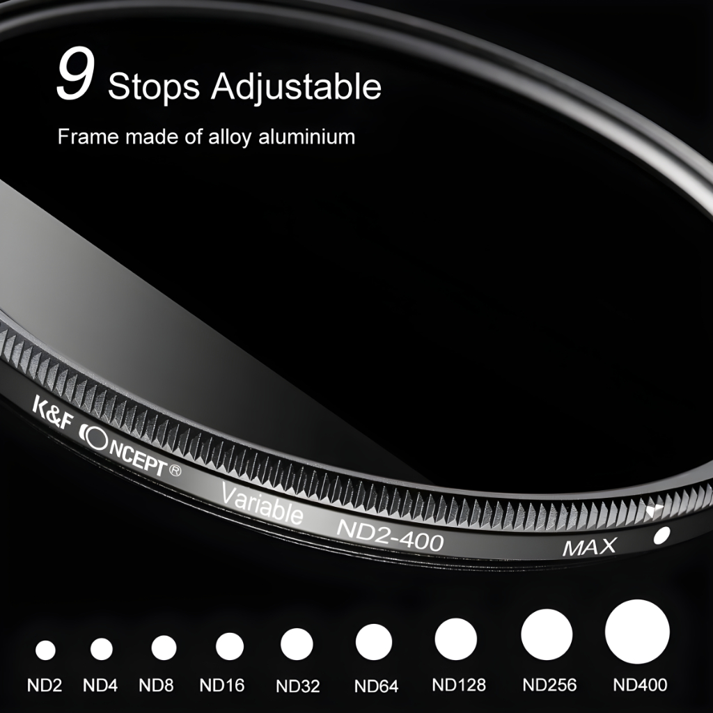 K&f Concept Nano-B ND2-ND400 Variable Neutral Density Filter สําหรับเลนส์กล้อง (37 มม. - 82 มม.)...