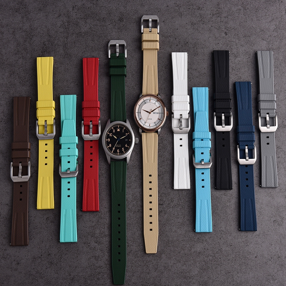 ออกแบบใหม่ Busluo Fkm สายยาง 20 มม.22 มม. สายนาฬิกา Fluororubber สําหรับอุปกรณ์เสริมนาฬิกาดําน้ําแบบดั้งเดิม