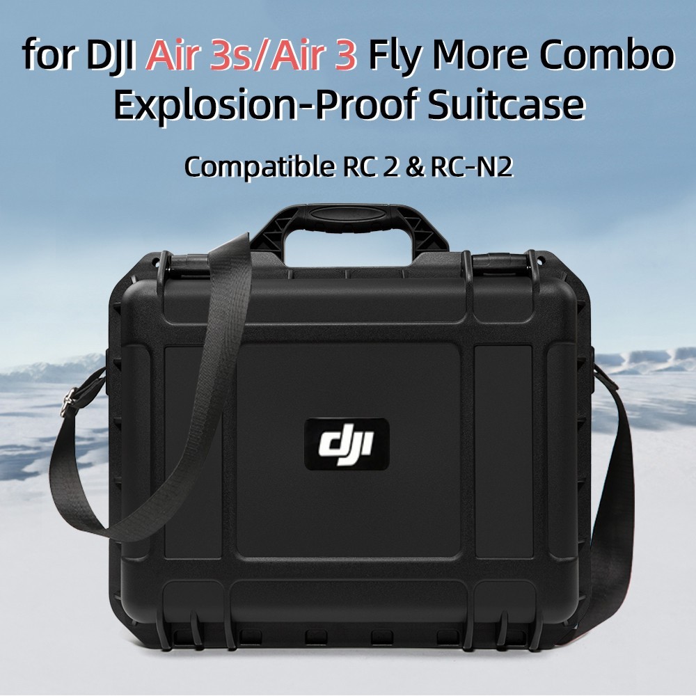 สําหรับ DJI Air 3S/Air3 กรณีสีดํามือถือ Explosin-proof กล่องสําหรับ Air3S อุปกรณ์เสริมกล่องเก็บใช้งานร่วมกับ RC2/RC-N3
