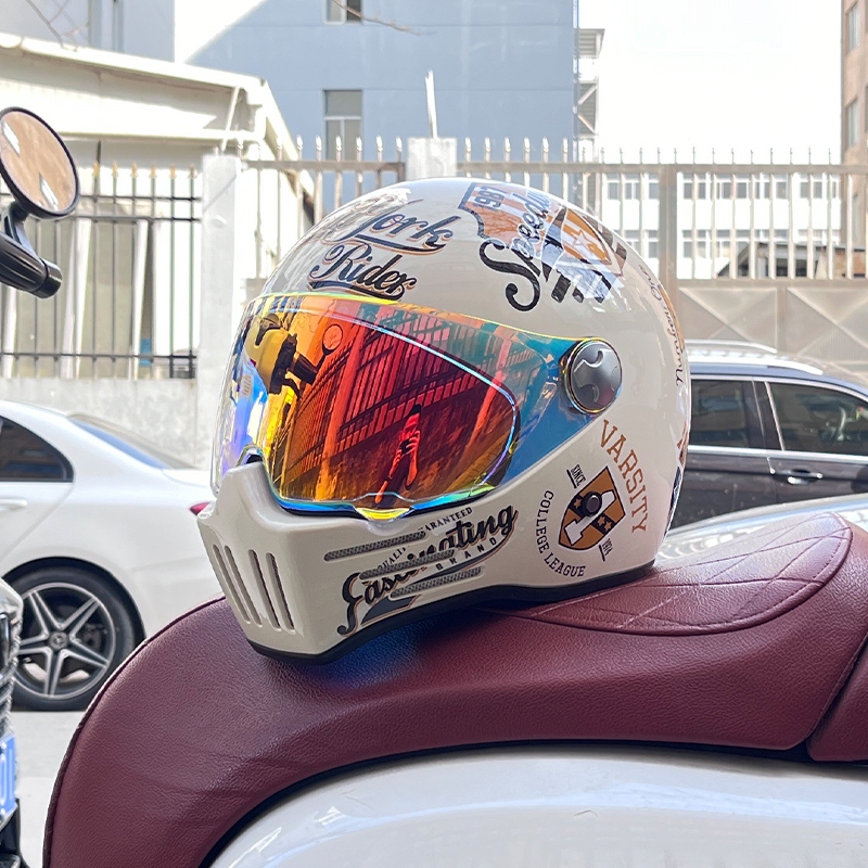 Orz Retro Harley หมวกกันน็อคมอเตอร์ไซค์ผู้ชายและผู้หญิงคลุมทั้งหมด