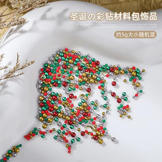 Rou Bao 5g เล็บวัสดุคริสต์มาสผสมลูกปัดแผ่นโลหะเล็บ Art DIY Charms ตกแต่ง