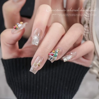 Rou Bao 5g เล็บวัสดุคริสต์มาสผสมลูกปัดแผ่นโลหะเล็บ Art DIY Charms ตกแต่ง