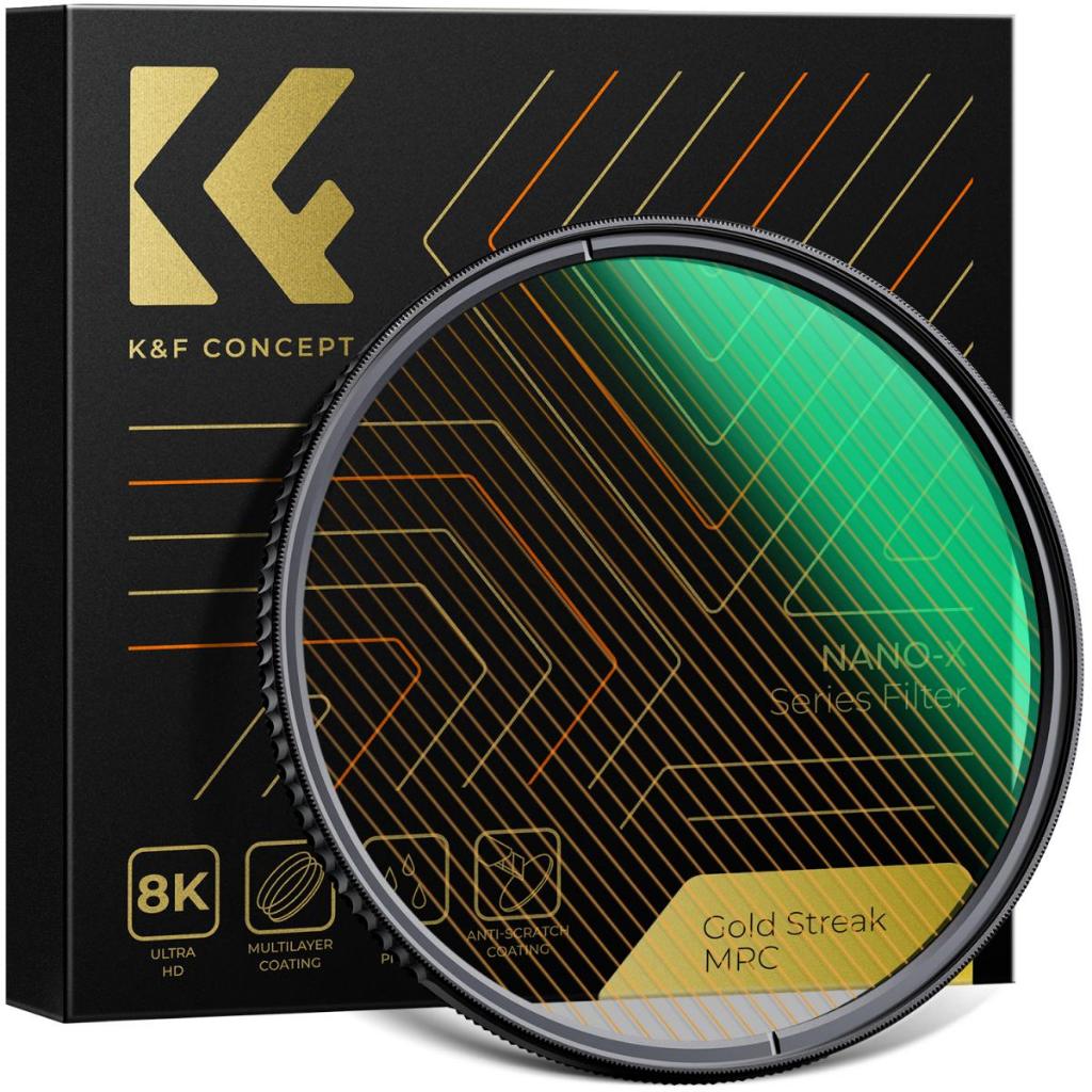 K&f Concept Gold Streak Effect Lens Filter (2 มม.) Anamorphic Optical Glass Light Flare Effect Filte