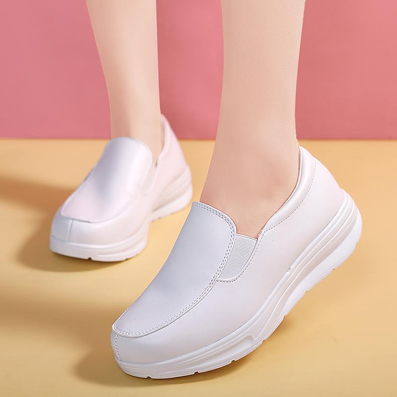 ผู้หญิงรองเท้าพยาบาล Casualhosppital Wedges รองเท้าโยกและหนา Soled รองเท้าผ้าใบ