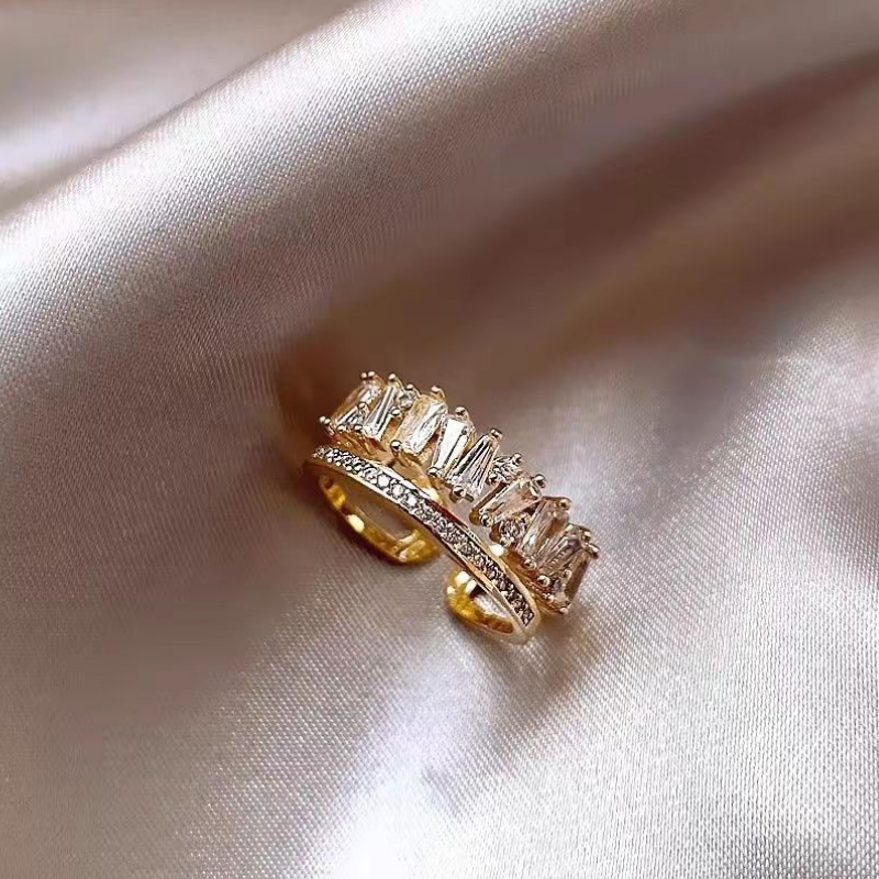 Luxury Design Gem Double Layer Ring เครื่องประดับแฟชั่นระดับไฮเอนด์