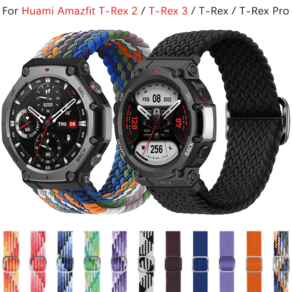 สายรัดไนลอนถักยืดหยุ่น ปรับได้ Solo Loop สําหรับ Huami Amazfit T-Rex 2/T-Rex 3/T-Rex Pro