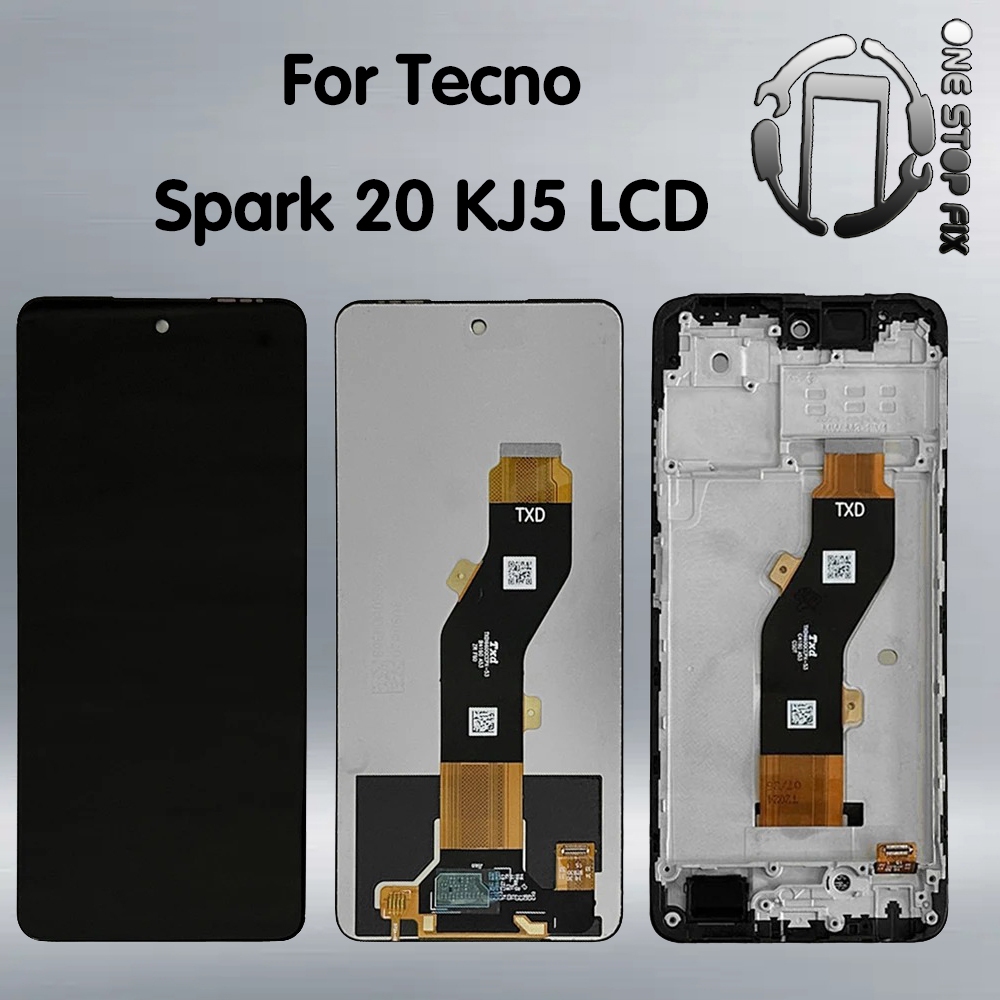 สําหรับ Tecno Spark 20 KJ5 KJ5n จอแสดงผล LCD Touch Screen Digitizer Assembly แผงอะไหล่/พร้อมกรอบ