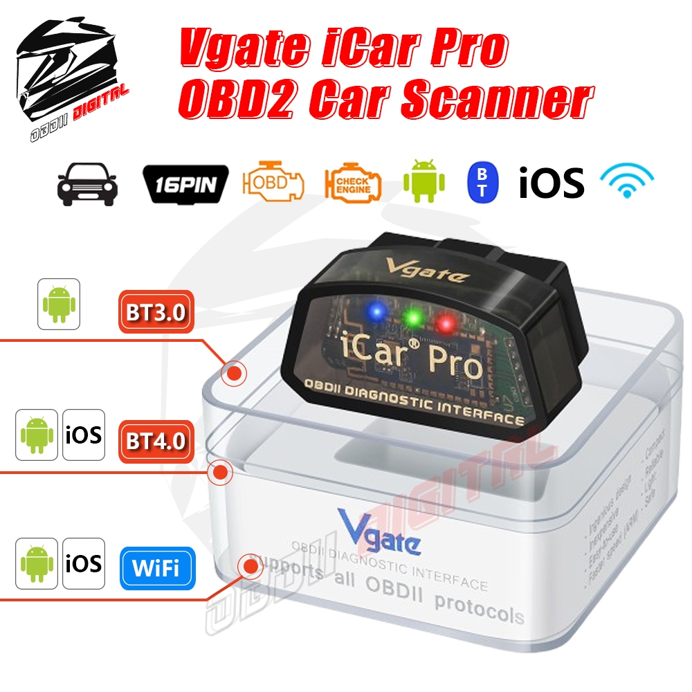 【Local Stock】Vgate iCar Pro ELM327 V2.3 บลูทูธเครื่องสแกนเนอร์รถยนต์ OBDII iOS Android WiFi เครื่องยนต์ DTC ตรวจสอบแรงบิดเครื่องมือวินิจฉัย OBD 2 รหัส Reader สําหรับ BMW Proton
