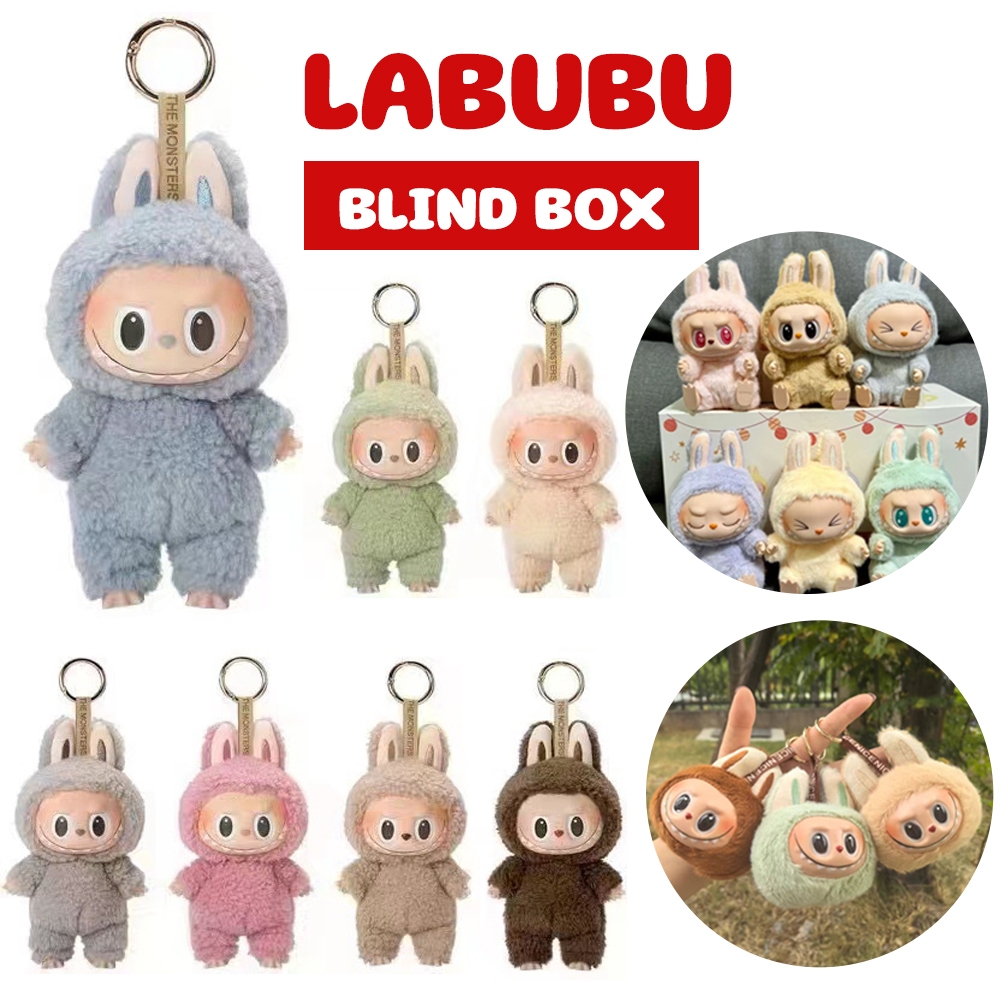 [มีในสต๊อก] พวงกุญแจ Labubu ซีรีส์ Macaron กล่องสุ่มตุ๊กตาผ้ากำมะหยี่สุดน่ารัก V2 ของเล่นตุ๊กตาไวนิล