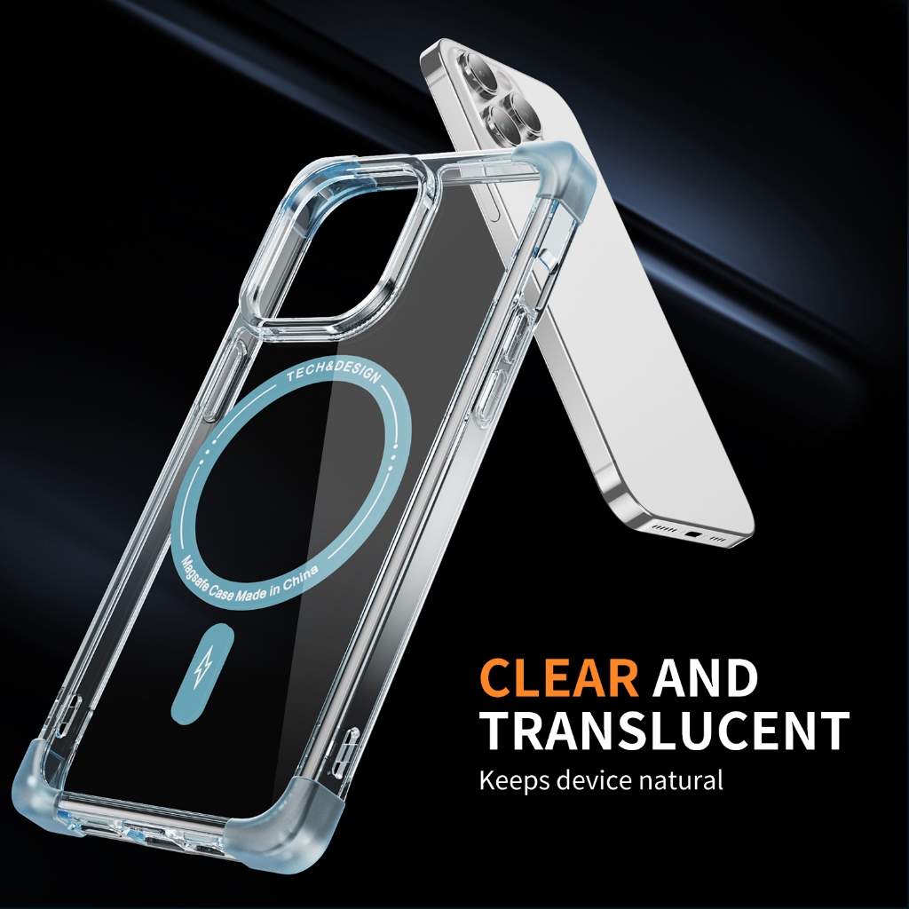 สําหรับ Iphone 16 15 Plus 14 13 12 Pro Max Iphone16 เคสโทรศัพท์โปร่งใส Anti-fall ป้องกันปกหลังแม่เหล็ก