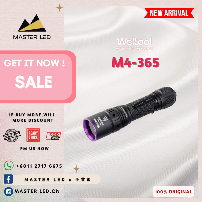 ไฟฉายที่สมบูรณ์แบบ Weltool M4-365 "Beast หน้าฟ้า" ไฟฉาย UV