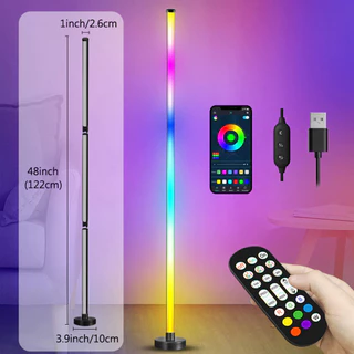 โคมไฟตั้งพื้น LED RGBIC ควบคุมด้วยเสียงเพลง เปลี่ยนสีได้ 16 ล้านสี ตกแต่งห้อง ควบคุมผ่านรีโมทและแอพพลิเคชั่น