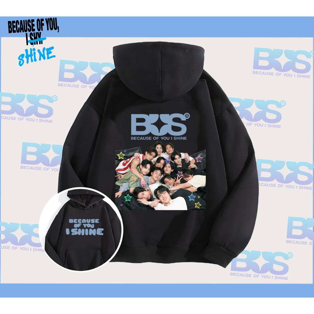 BUS because of you i shine เสื้อฮู้ดแขนยาวและ ชายและหญิง ผ้าCotton 100% ใส่ได้ ทั้ง ใส่สบาย ไม่หด ไม่ย้ M-3XL