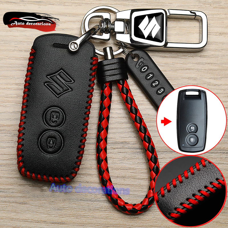 เคสรีโมทหนังวัว สําหรับ Suzuki Swift Grand Vitara ฝาครอบกุญแจ พร้อมพวงกุญแจ