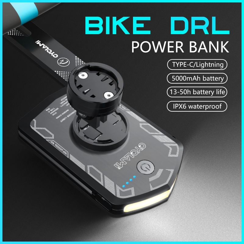 Cyclami RVL01 Ultralight Power Bank 5000 mAh แบตเตอรี่จักรยานไฟด้านหน้าโคมไฟแขวนรุ่นไฟฉายขี่จักรยานสําหรับโทรศัพท์ไฟหน้าไฟท้ายฉุกเฉินชาร์จ Lightning Type-C