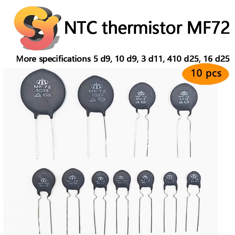 [อุปทานสต็อกพร้อม] 10 ชิ้นเวลา NTC ตัวต้านทานอุณหภูมิคงที่ MF72 1.3 D5D8D10D15D16D20D47D/9/11/13/15/