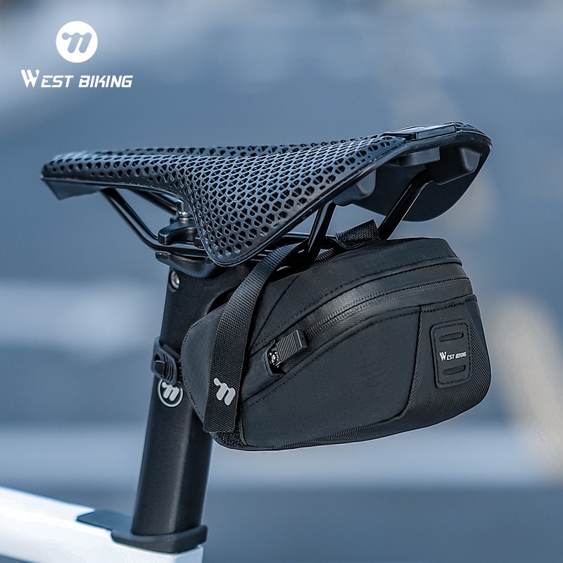 WEST BIKING Bike Tailbag น้ําหนักเบาแบบพกพาจักรยานอานกระเป๋าสามารถแขวนไฟท้ายอุปกรณ์จักรยาน