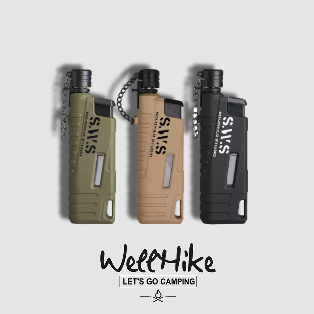 สต็อกพร้อมในกรุงเทพ Wellhike ไฟแช็คแก๊สพกพาปรับหัวจุดไฟได้ กันลม กันน้ำ จุดไฟสำหรับแคมป์ปิ้ง อุณหภูมิสูงถึง 1300℃ เติมแก๊สบิวเทนได้