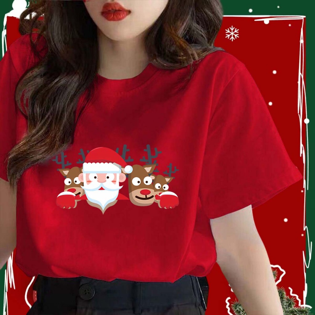 เสื้อคริสต์มาส Merry Christmas T-Shirt Xmas Gift ซานตาคลอส พิมพ์ลาย ฝ้าย 100% ไม่จำกัดเพศ