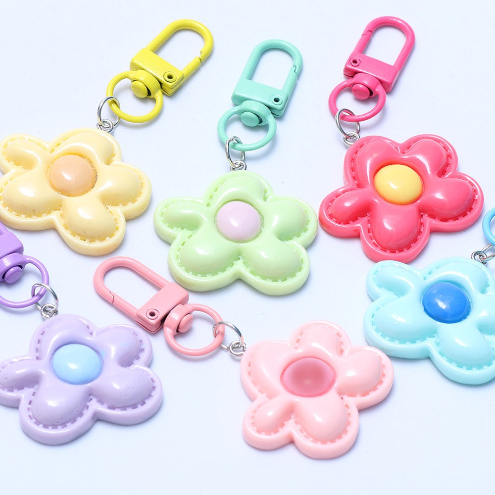 1 ชิ้นแยกแหวน Keyfob ดอกไม้ที่มีสีสันพวงกุญแจ Charm สําหรับของขวัญนักเรียนเครื่องประดับทําอุปกรณ์เสริม