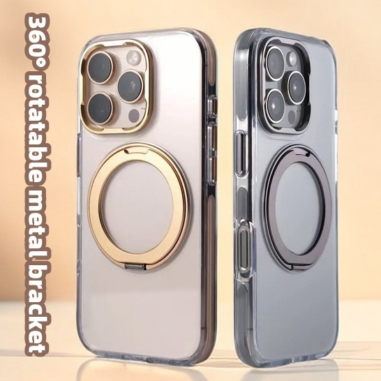 【Hight quality/360° rotatable metal bracket/Thickened/Transparent acrylic hard case/Desert】เคส compatible for iphone 14 15 16 pro max case