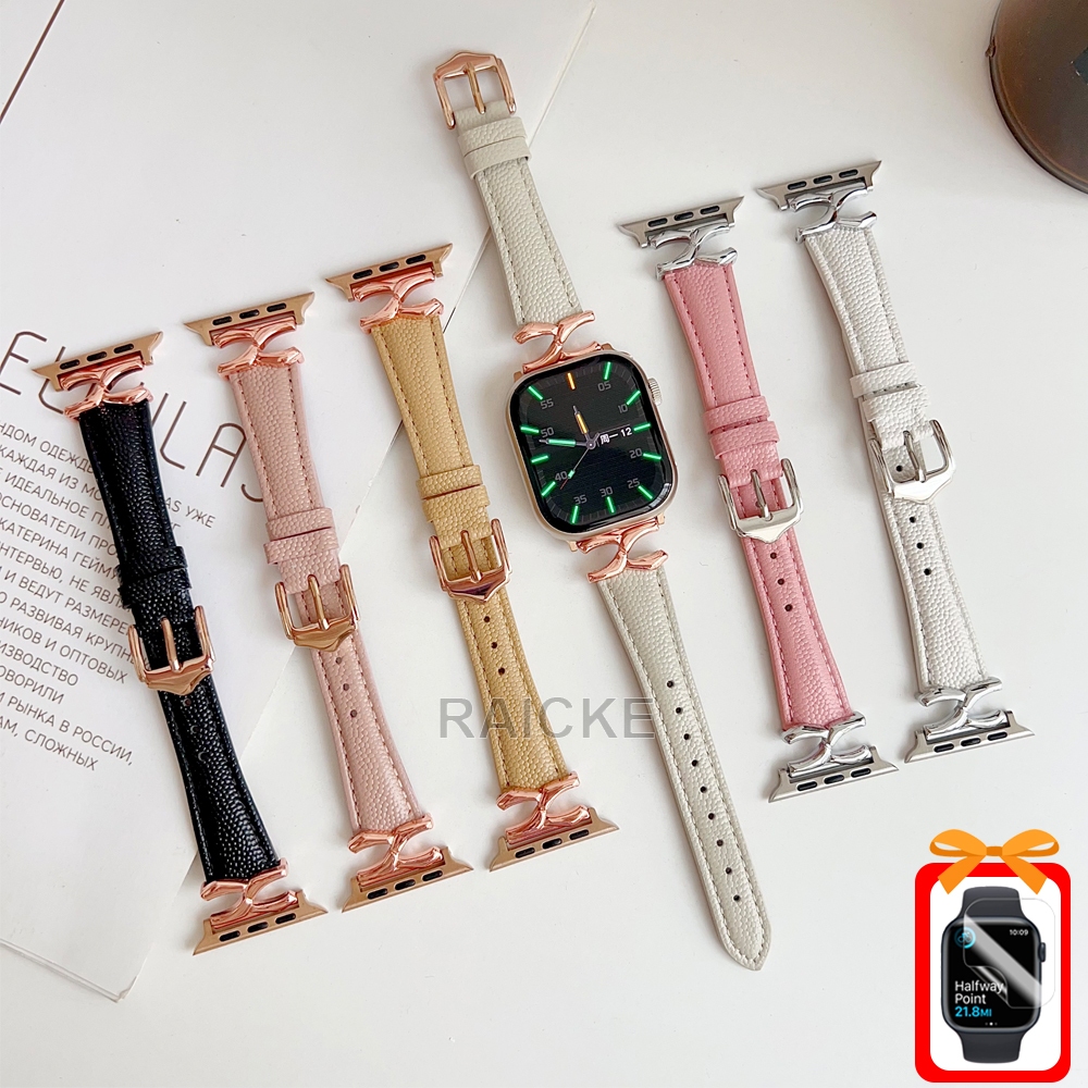 สายหนังคุณภาพสูงสําหรับ iWatch Series 11/10/9/8/7/6/5/4/3/SE/Ultra 2 46mm 45mm 41mm 49mm 44mm 40mm 42mm 38mm