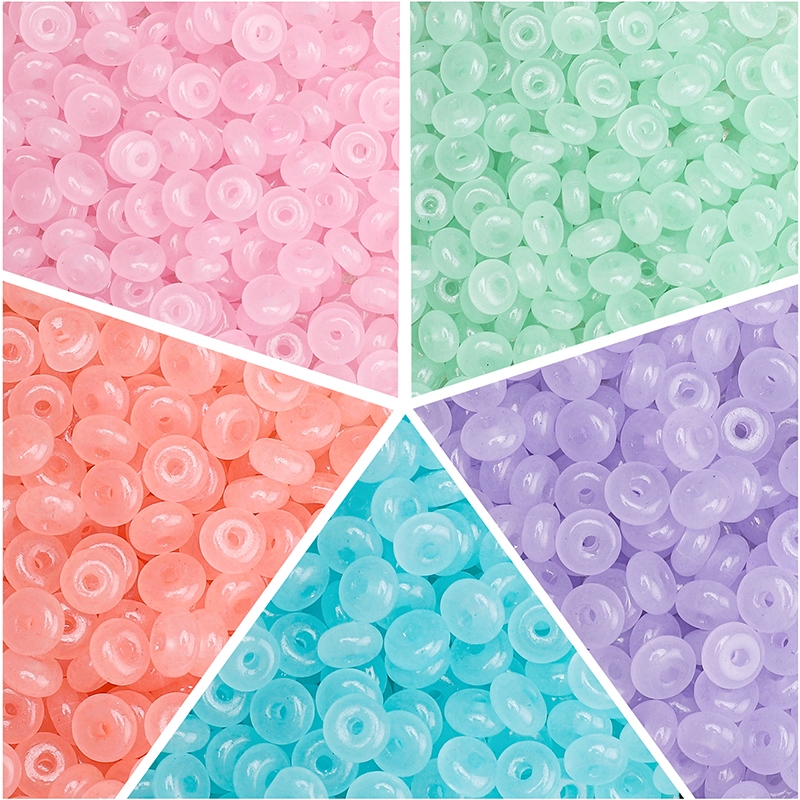 [6x3มม.] ลูกคิดสีอ่อนลูกปัดแก้วคุณภาพสูงสุดแบนรอบลูกปัดสร้อยข้อมือเครื่องประดับอุปกรณ์เสริม ทําเอง เครื่องประดับแฟชั่น