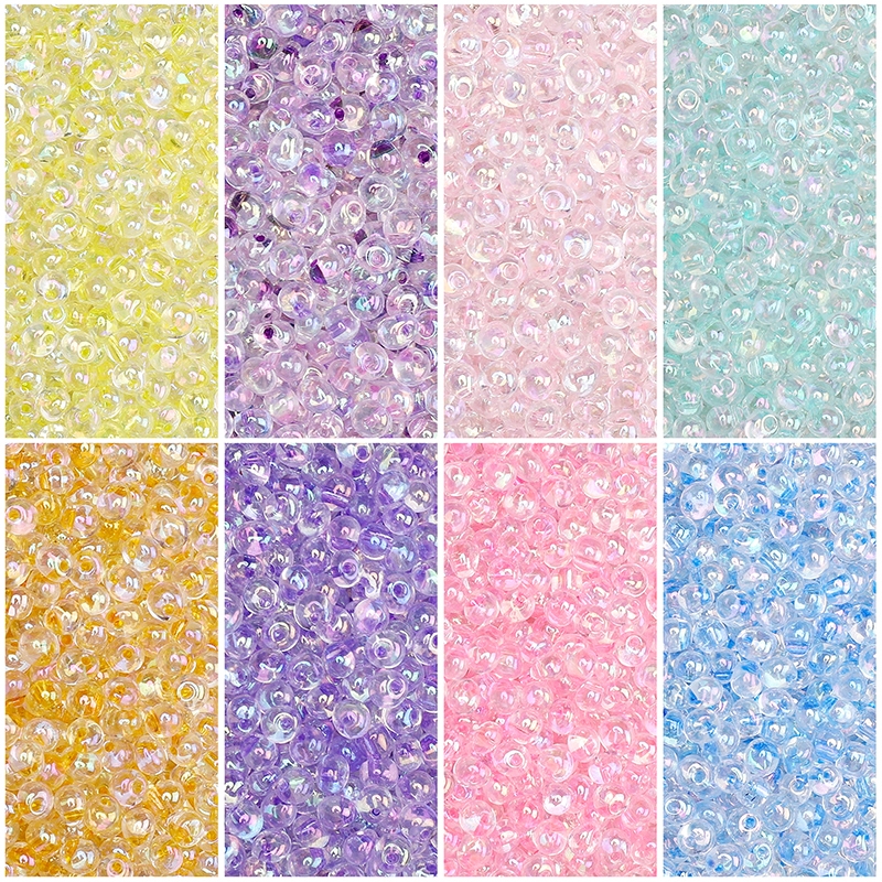 [4 มม.] Phantom Color Water Drop Bead Transparent Color Core Water Drop Bead Super High-Quality Glass Rice Bead DIY Handmade