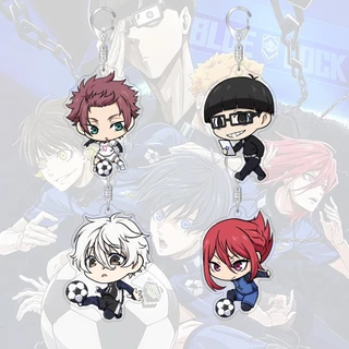 พวงกุญแจอะคริลิคสีฟ้าล็อคการ์ตูนน่ารักกระเป๋าตกแต่งกระเป๋านักเรียนจี้ขนาดเล็กของขวัญแหวนกุญแจ