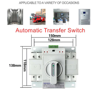 (ส่งฟรี) ATS สวิตซ์จ่ายไฟคู่อัตโนมัติ 2P 63A สวิตซ์จ่ายไฟ ATS สวิตซ์จ่ายไฟคู่อัตโนมัติ 2P 63A ฟังก์ชั่นป้องกันครบชุด รวมสั้น ci