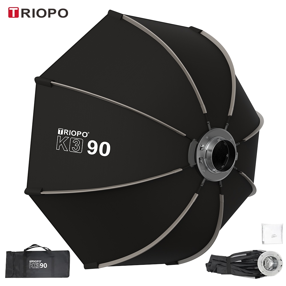 Triopo K3 Series 55 ซม.65 ซม.90 ซม.120 ซม.ติดตั้งแปดเหลี่ยม softbox Bowens mount สําหรับ Godox Apture Sokani สตูดิโอ LED วิดีโอแสง