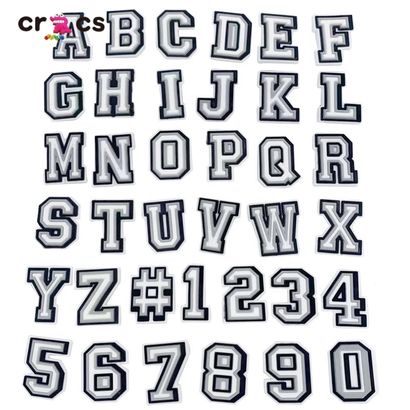 Crocs Hole รองเท้าหัวเข็มขัดดอกไม้ตัวอักษรภาษาอังกฤษเกาหลี/ตัวเลข DIY อุปกรณ์ตกแต่งตัวอักษร