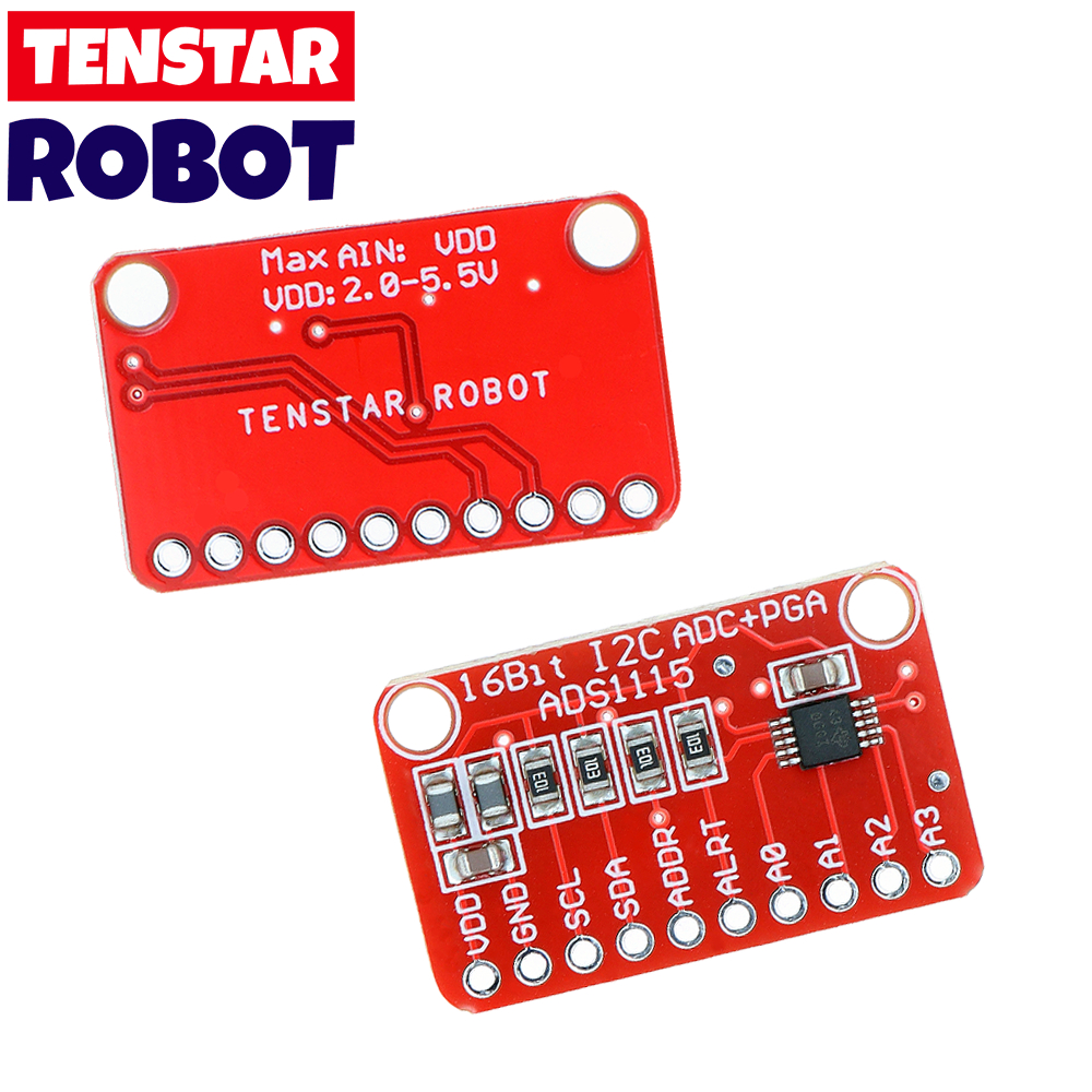 Tenstar ADS1115 โมดูลบอร์ดสีแดง 16 บิต I2C ADC 4 ช่องพร้อม Pro Gain Amplifier - รูปที่ 3
